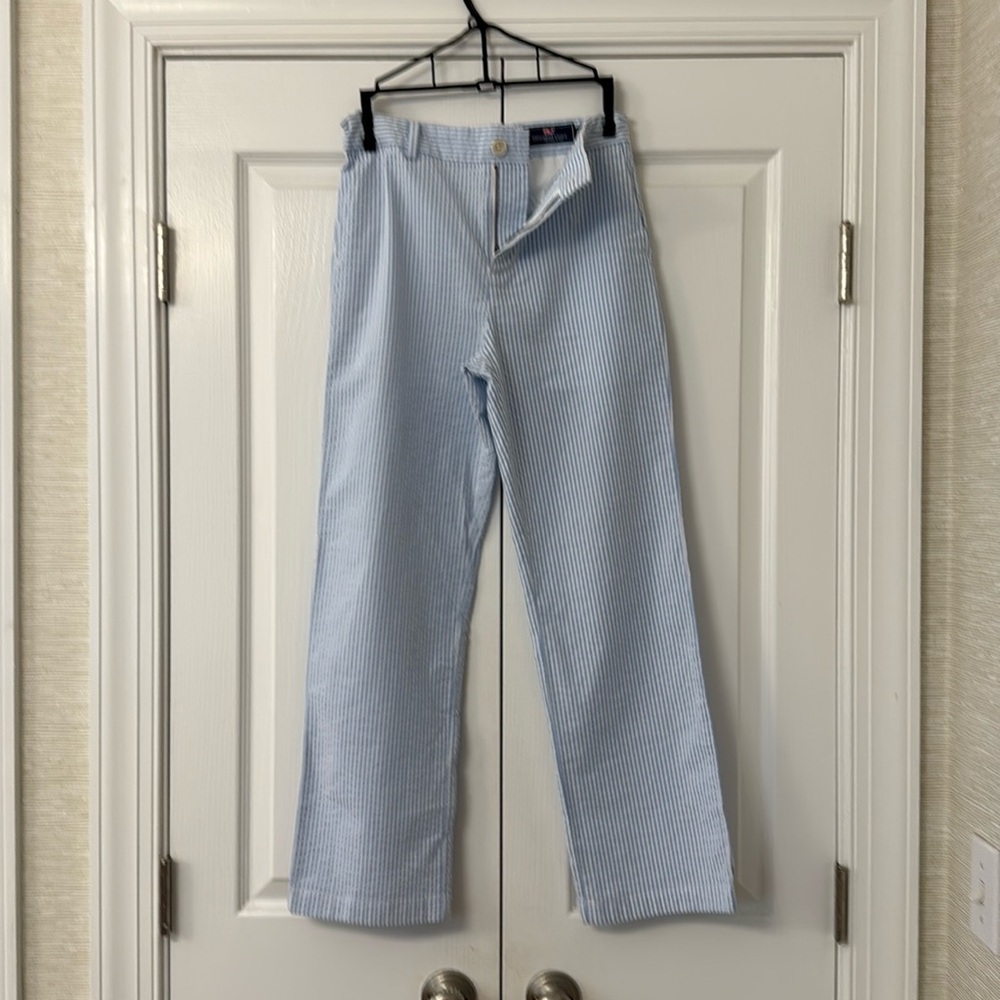 Boys 16 Vineyard Vines Light Blue seersucker pants with white buttons